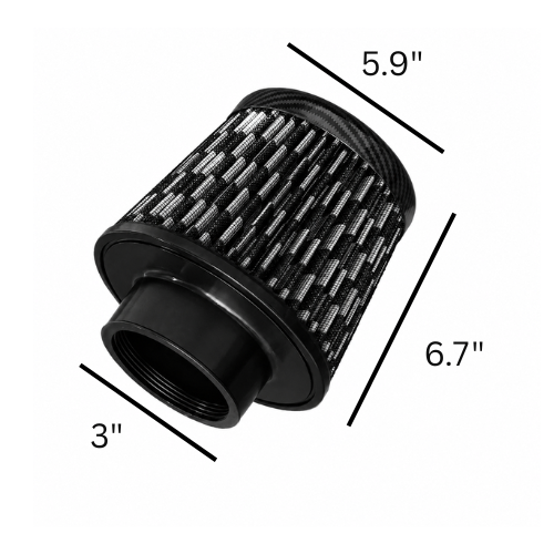 Carbon Style High Flow Air Filter 3"