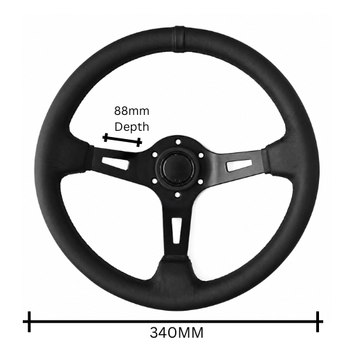 Blackout Deep Dish Leather Wheel (340mm)