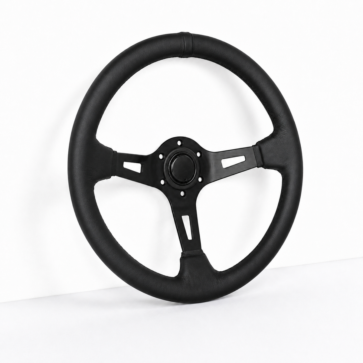 Blackout Deep Dish Leather Wheel (340mm)
