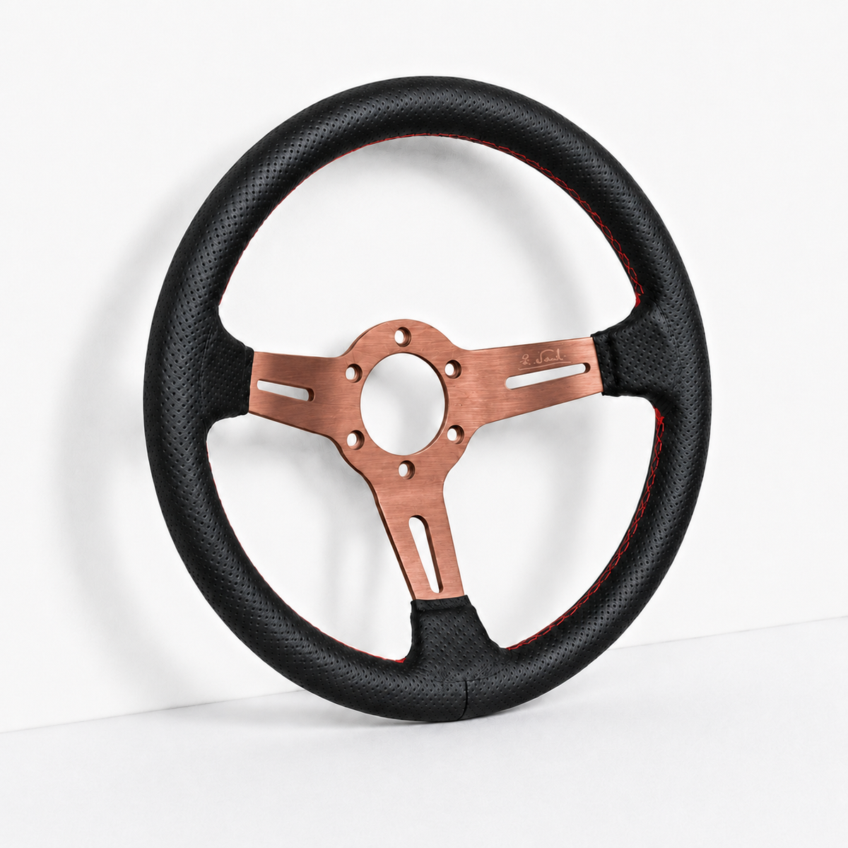 Red Stitched Leather Split Wheel (330mm)